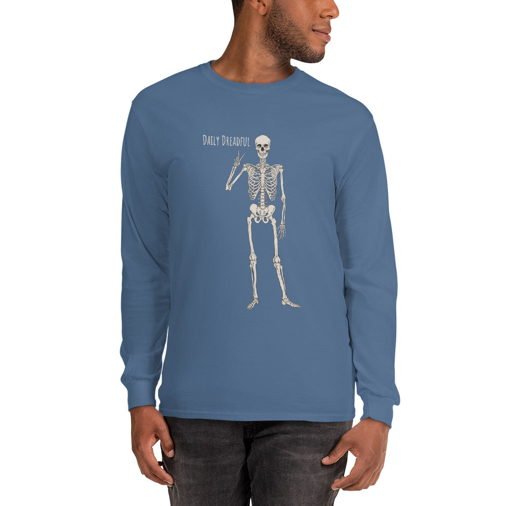 indigo blue "Peace Out" Skelly Long Sleeve Shirt