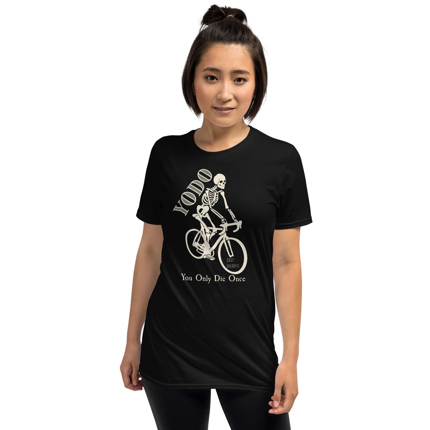 black "YODO" You Only Die Once Unisex Short-Sleeve T-shirt from Daily Dreadful