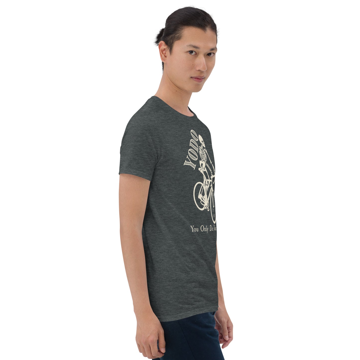 dark heather "YODO" You Only Die Once Short-Sleeve Men's T-shirt from Daily Dreadful