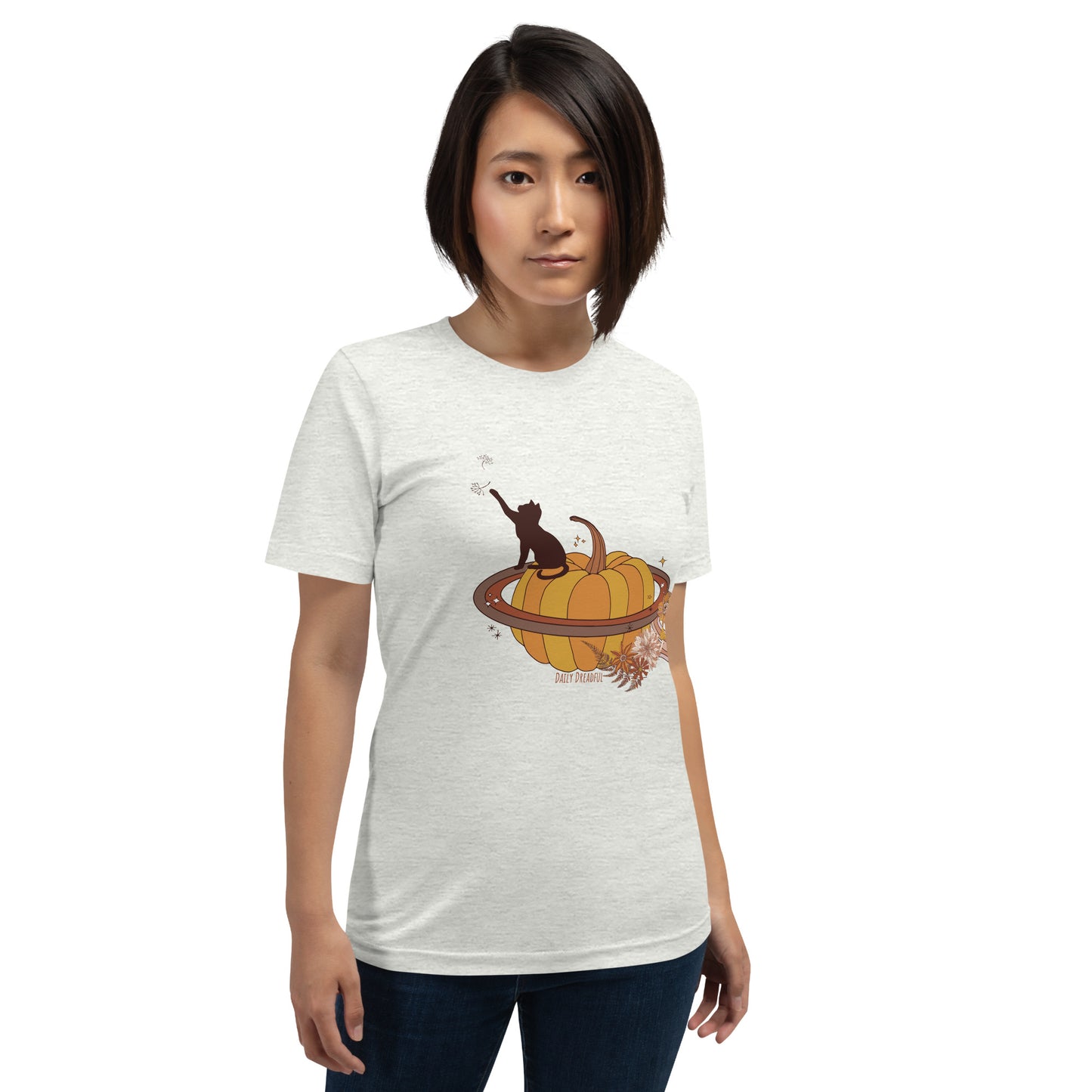 ash front "spooky fall kitty" t-shirt for women from Daily Dreadful