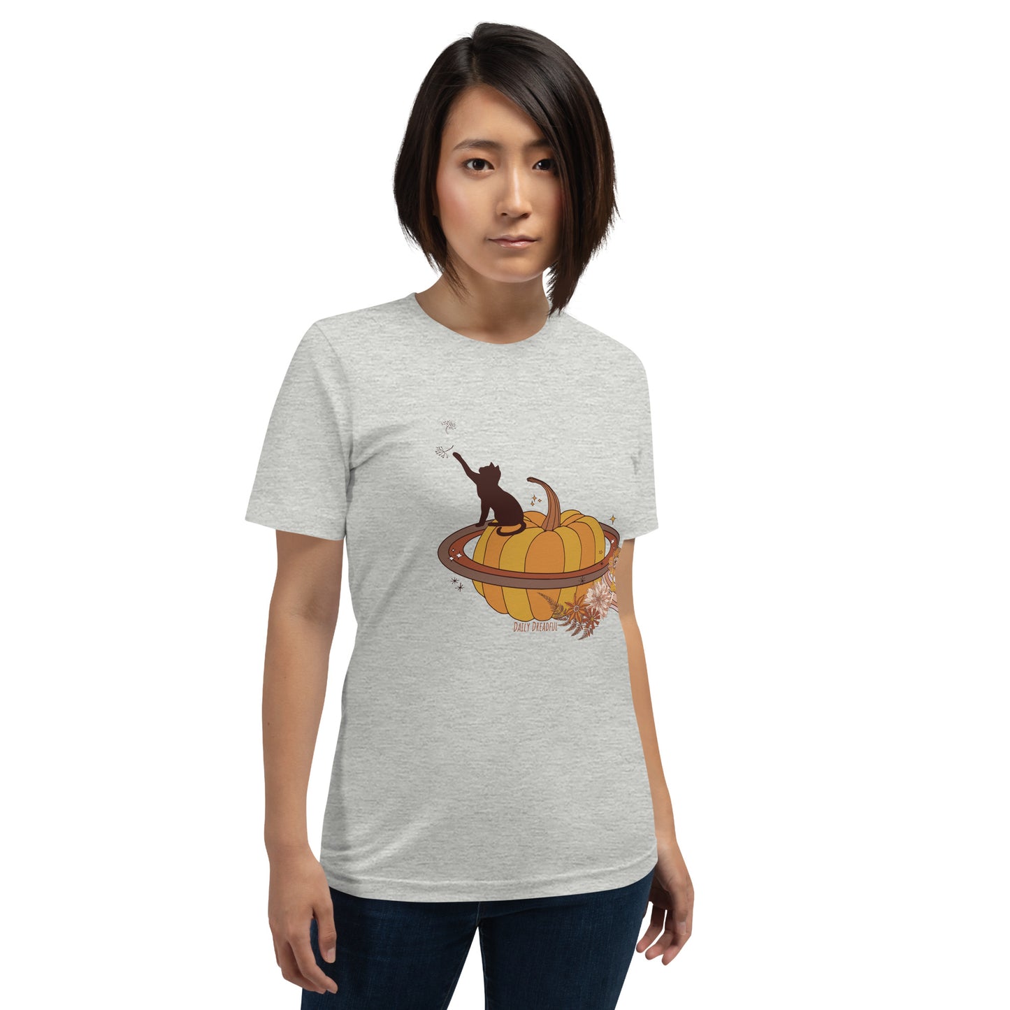 athletic heather "spooky fall kitty" t-shirt for women from Daily Dreadful