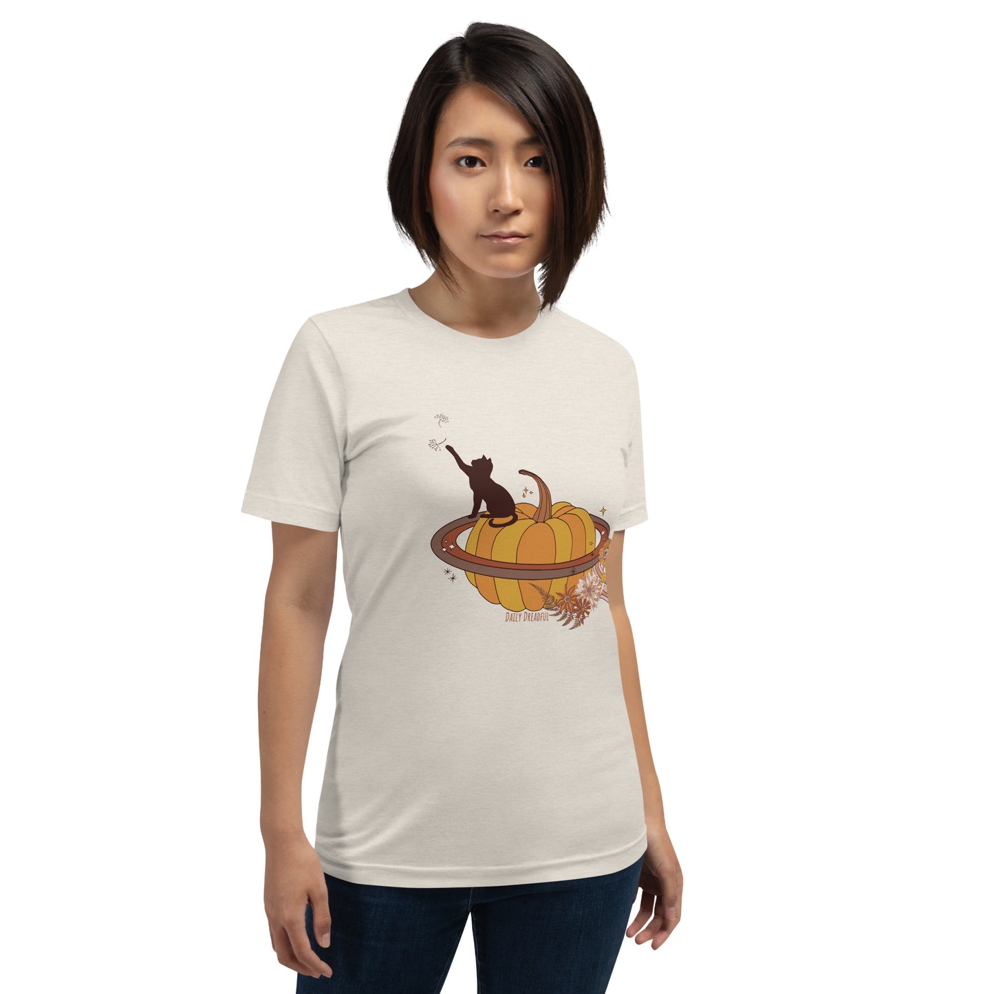 heather dust "spooky fall kitty" t-shirt for women from Daily Dreadful