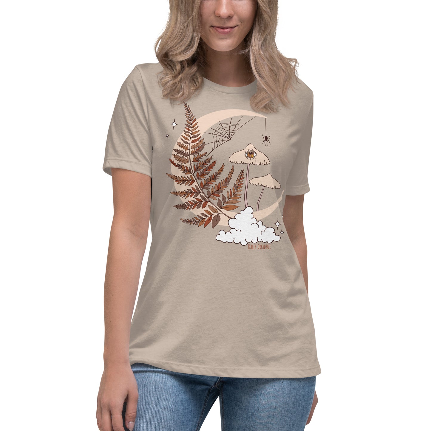"Magic Mushroom" relaxed t-shirt, heather stone colored tee
