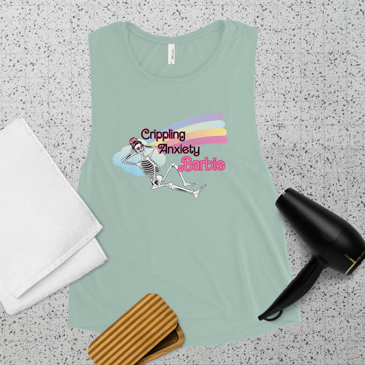 Anxiety Barbie Ladies’ Muscle Tank