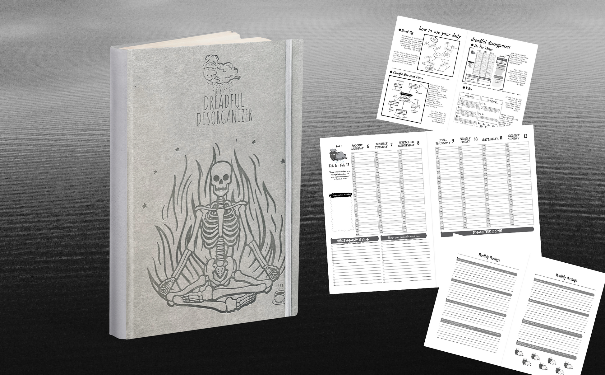 Daily Dreadful Disorganizer journal, Daily Planner, organizers, schedule, calendar