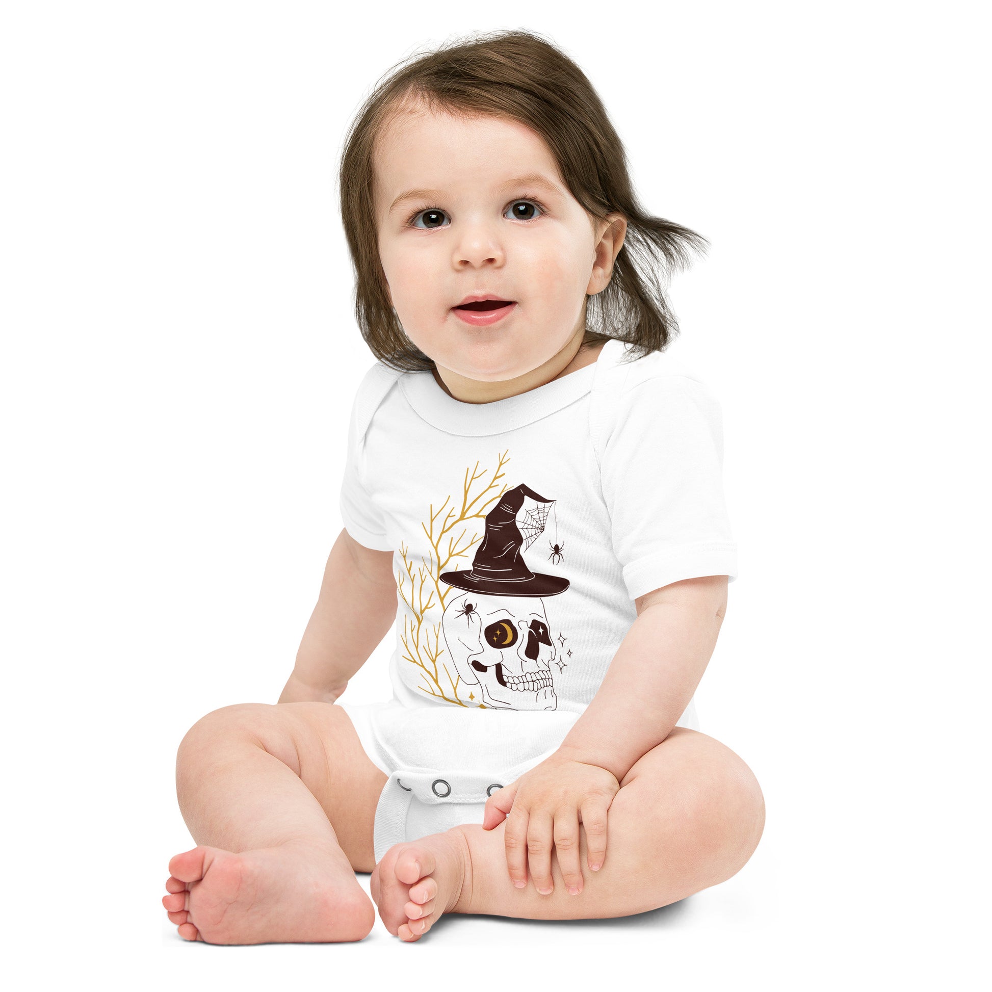 short sleeve baby white skull one piece