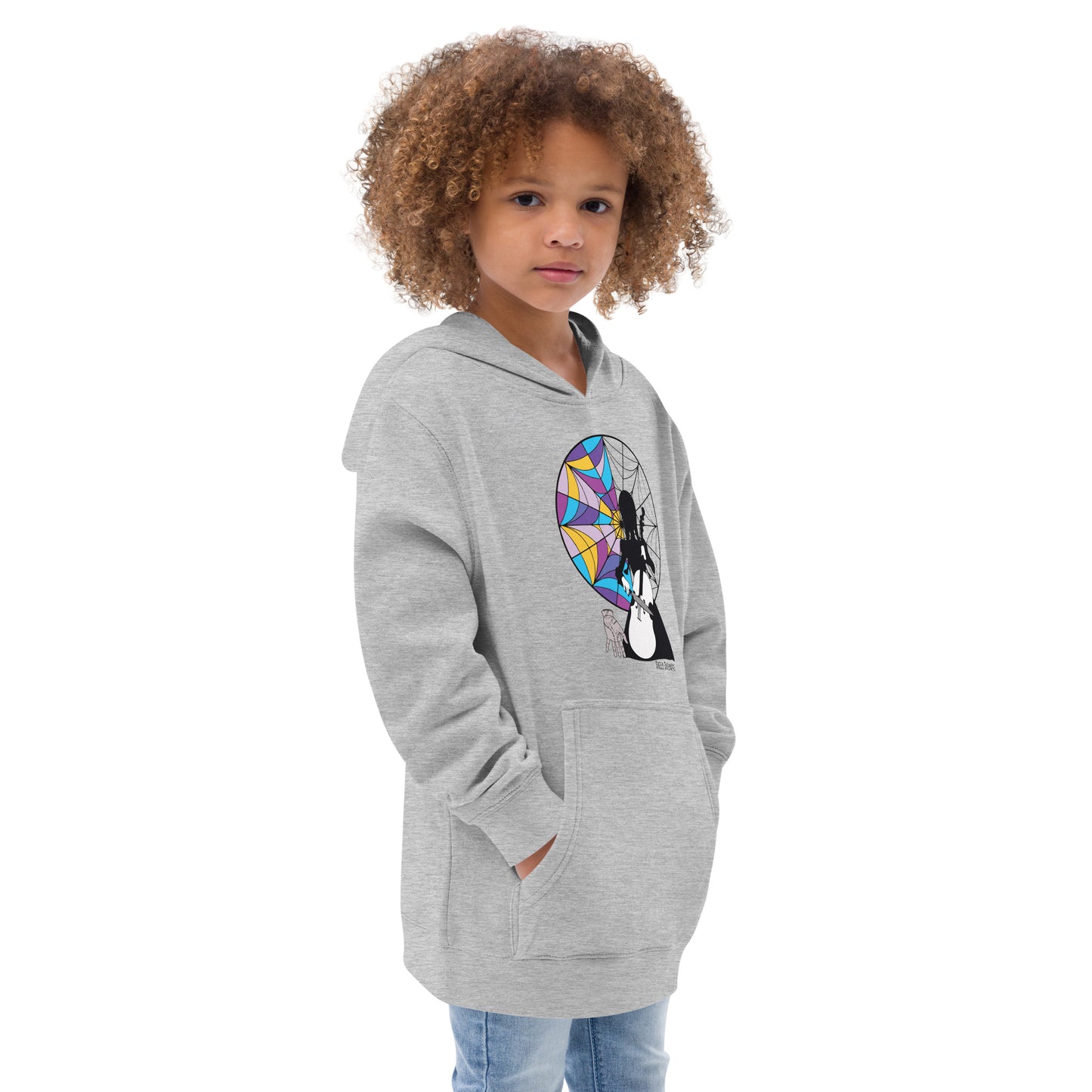 athletic heather "Wednesday Addams Cello" Kids fleece hoodie from Daily Dreadful