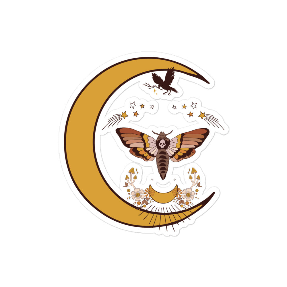 "Moon Moth" bubble free stickers