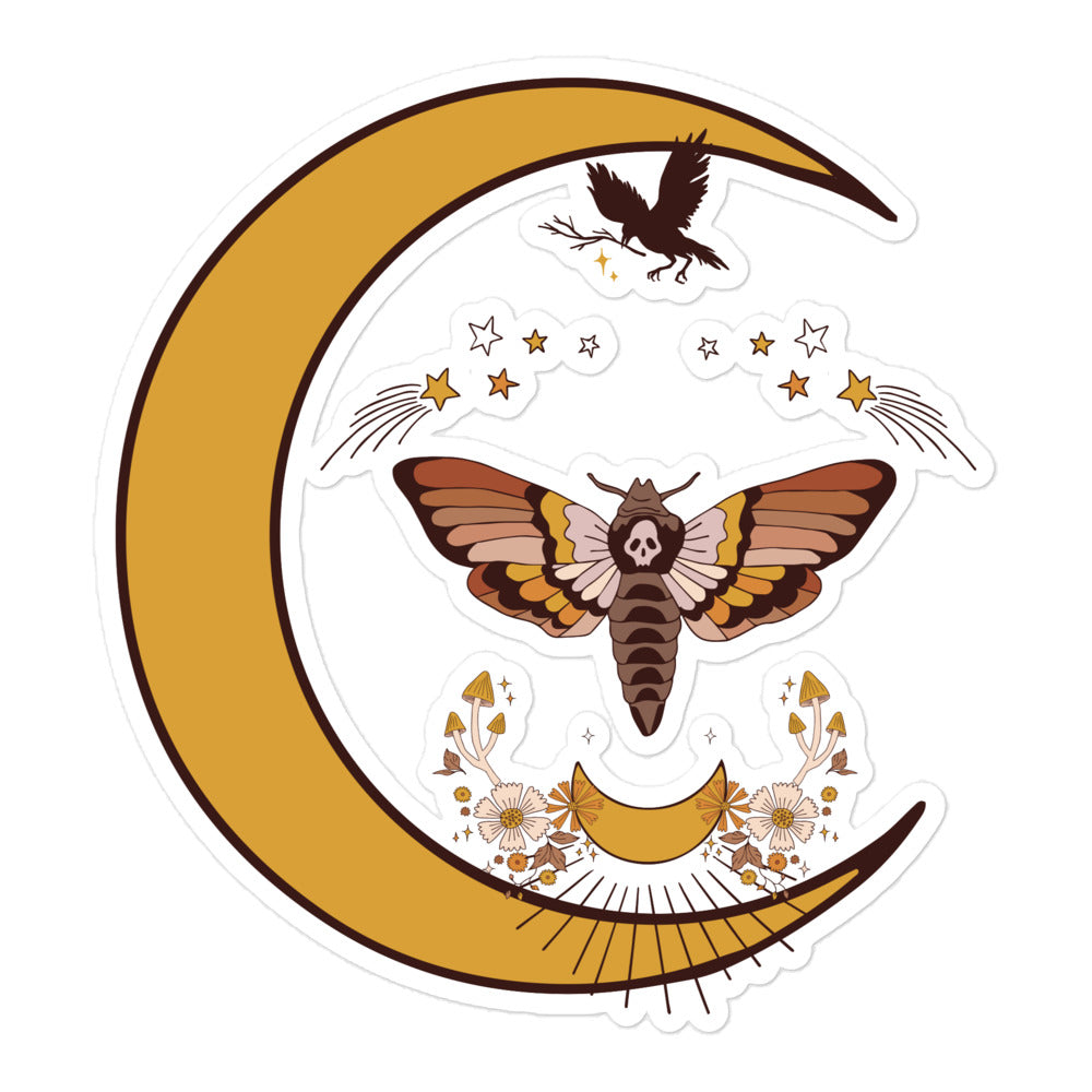 "Moon Moth" bubble free stickers
