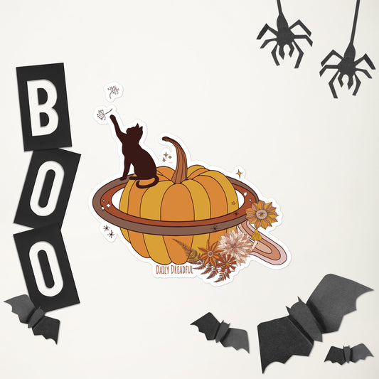 fall pumpkin space kitty stickers