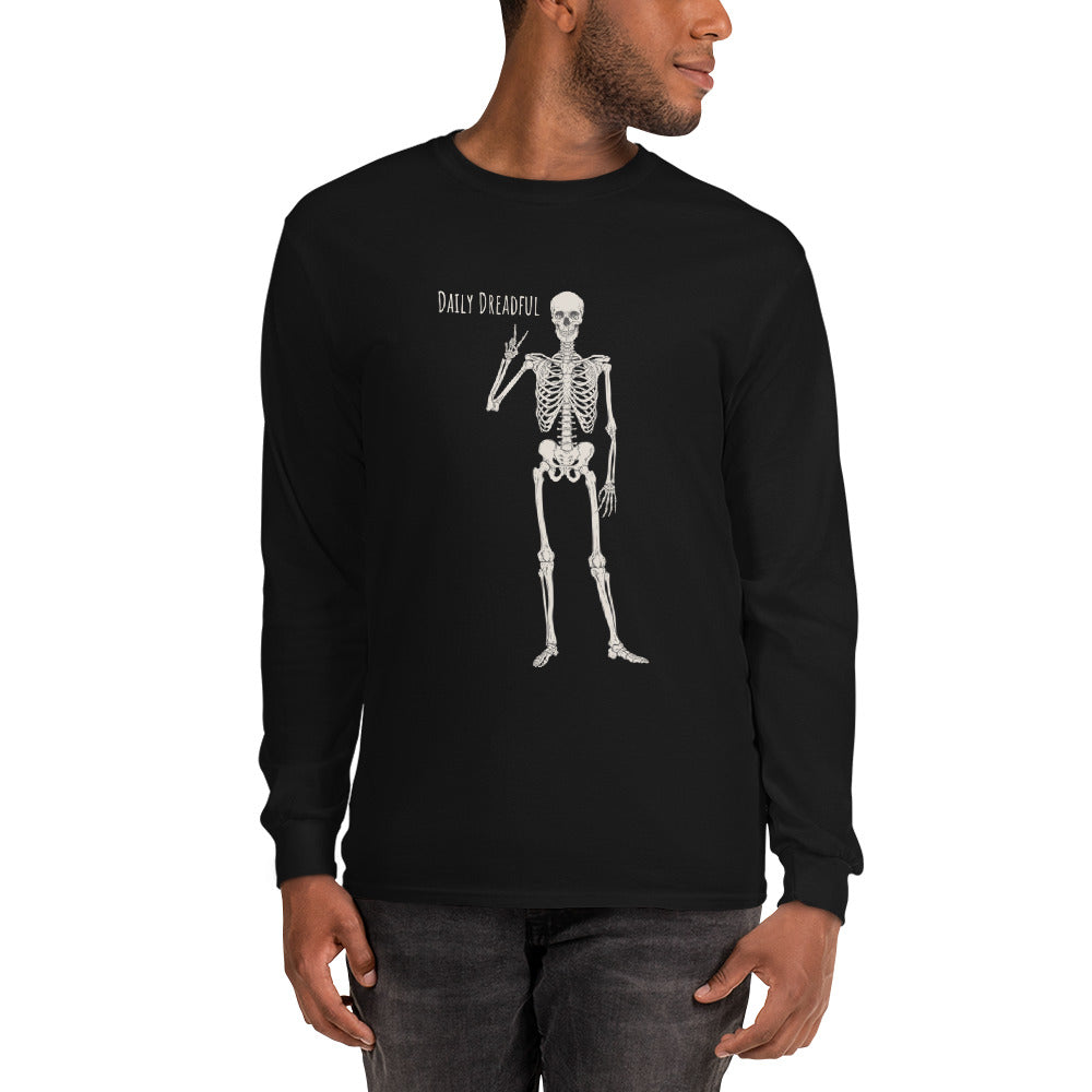 black "Peace Out" Skelly Long Sleeve Shirt