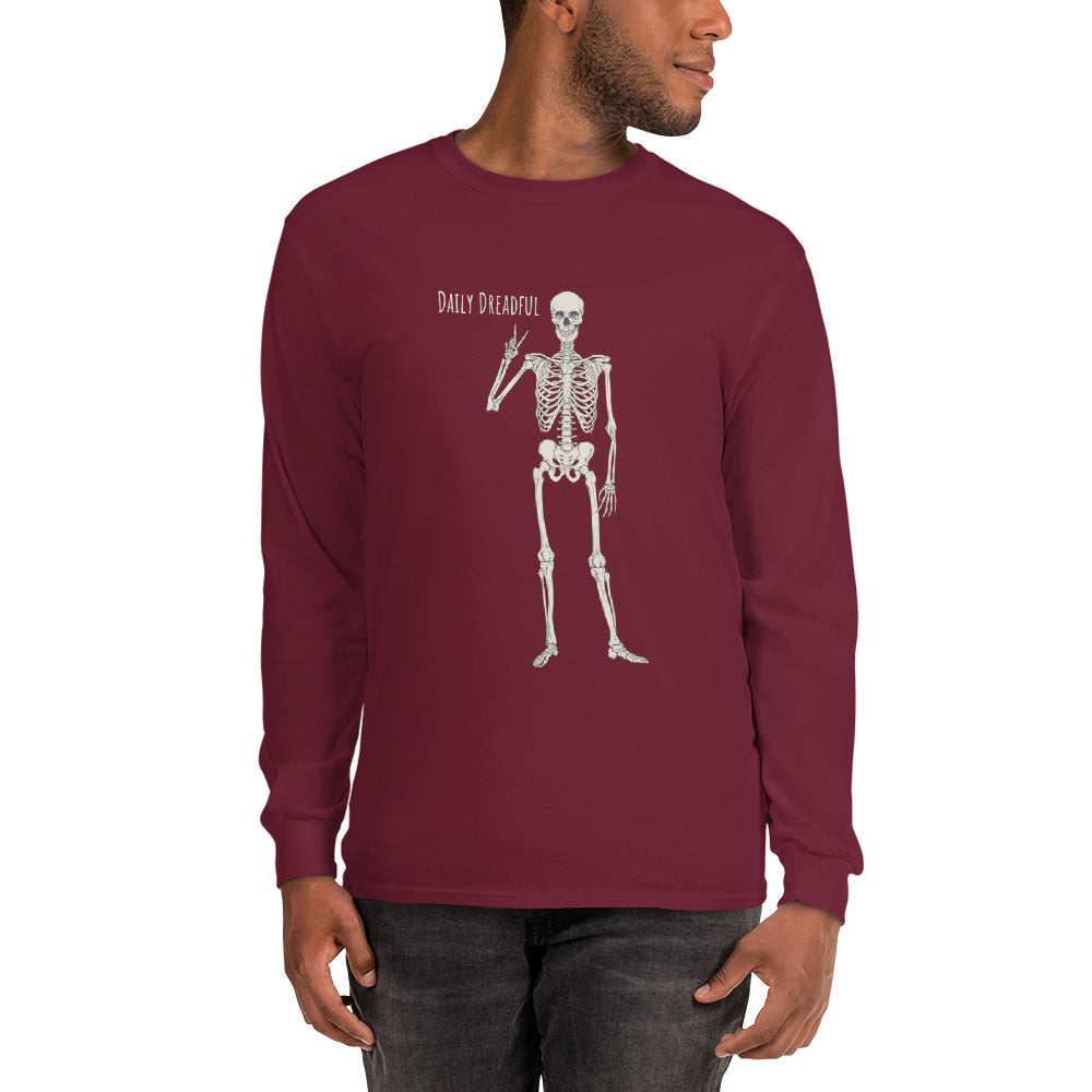 maroon "Peace Out" Skelly Long Sleeve Shirt