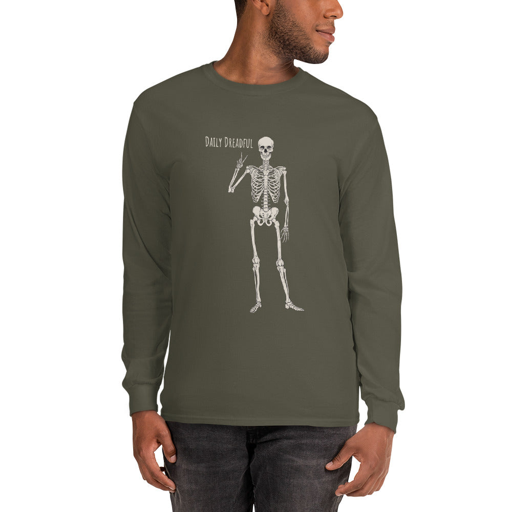 military green "Peace Out" Skelly Long Sleeve Shirt