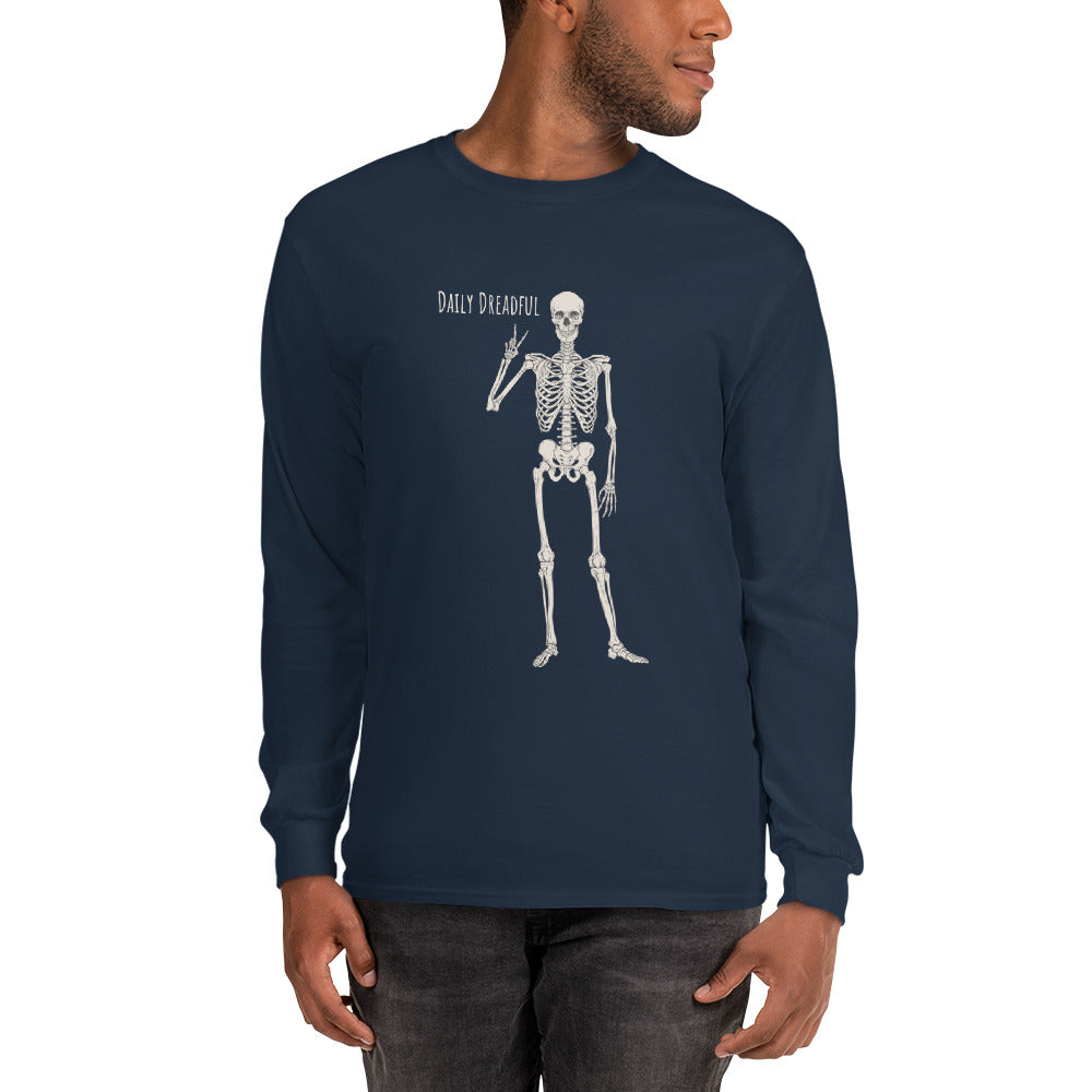 navy "Peace Out" Skelly Long Sleeve Shirt