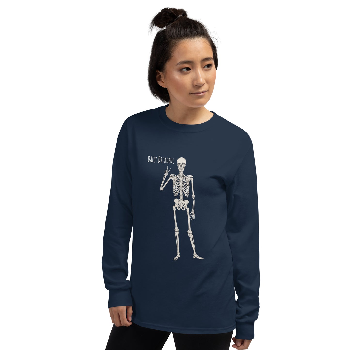 navy "Peace Out" Skelly Long Sleeve Shirt