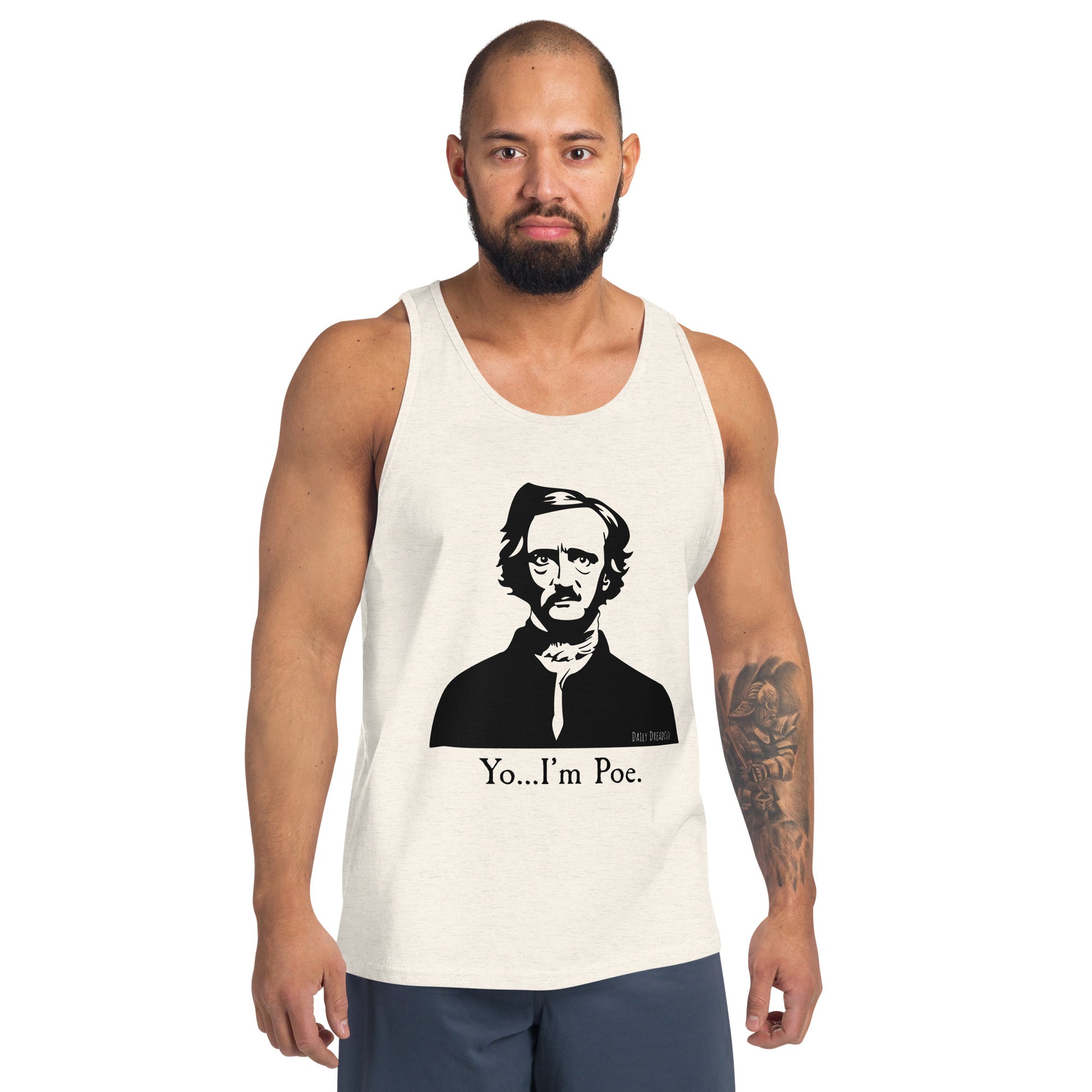 oatmeal triblend "Yo I'm Poe" Men's Tank Top from Daily Dreadful