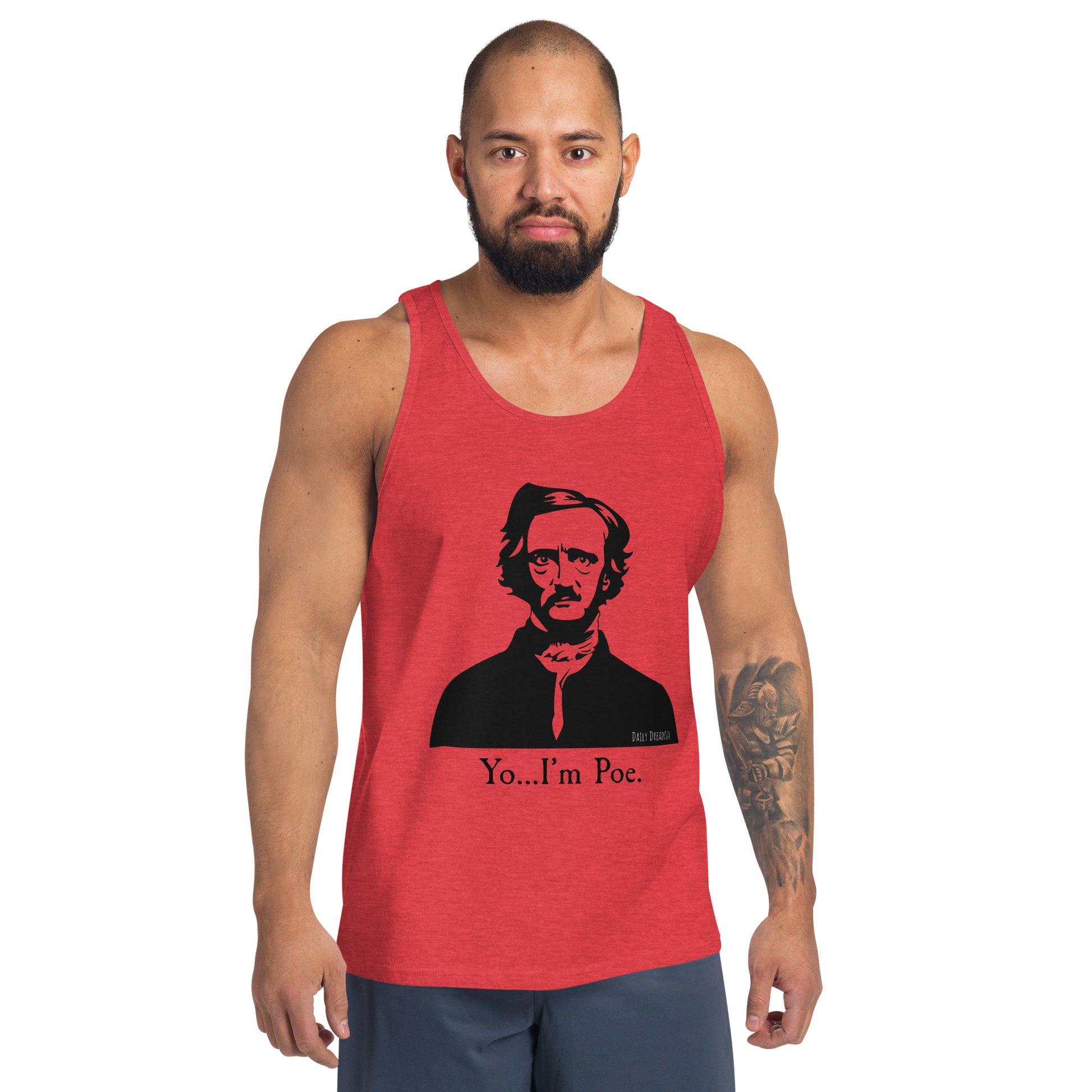 red triblend "Yo I'm Poe" Men's Tank Top from Daily Dreadful
