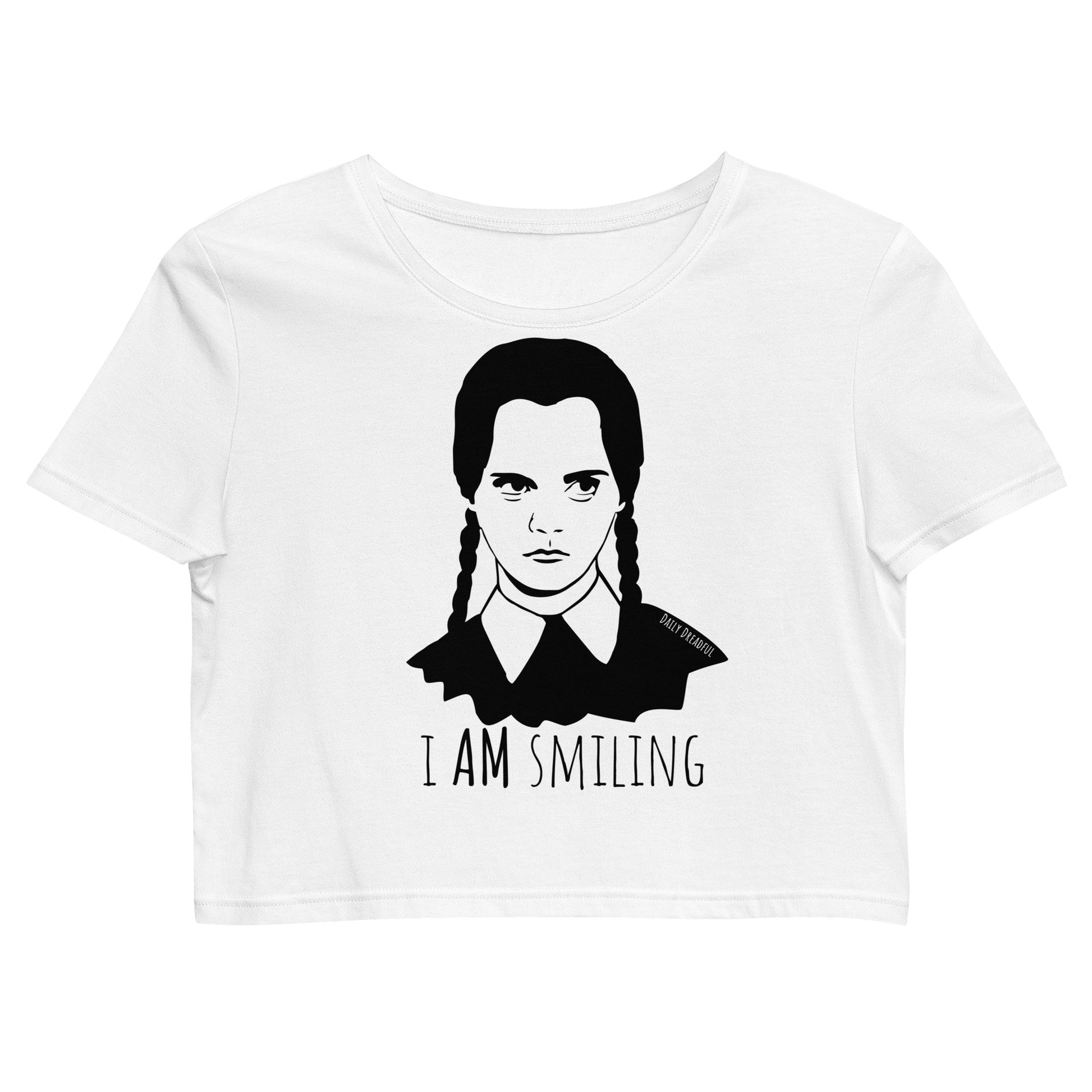 women's wednesday addams white organic crop top, crop tee, crop t-shirt