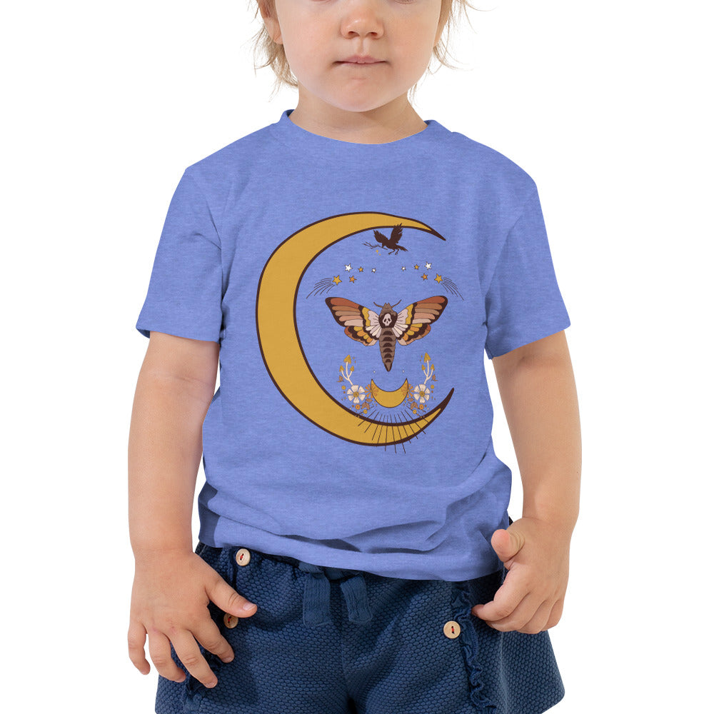 "Moon Moth" Toddler Short Sleeve tee, columbia blue-front