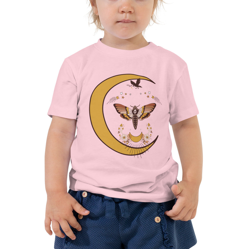 "Moon Moth" Toddler Short Sleeve tee, pink t-shirt