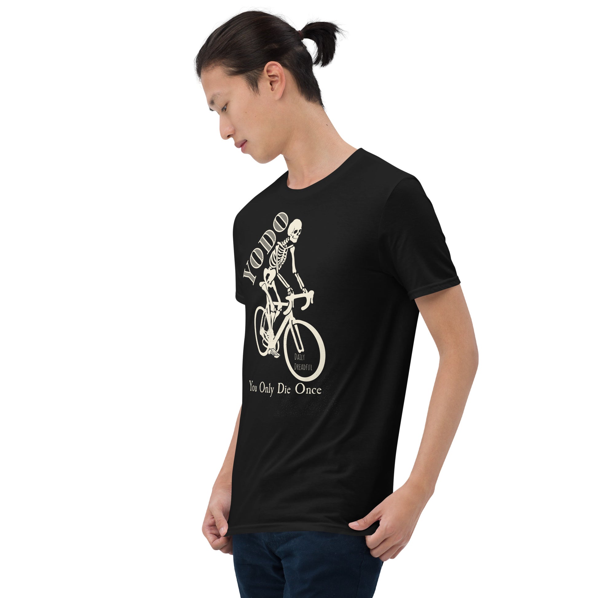 black "YODO" You Only Die Once Short-Sleeve Men's T-shirt from Daily Dreadful