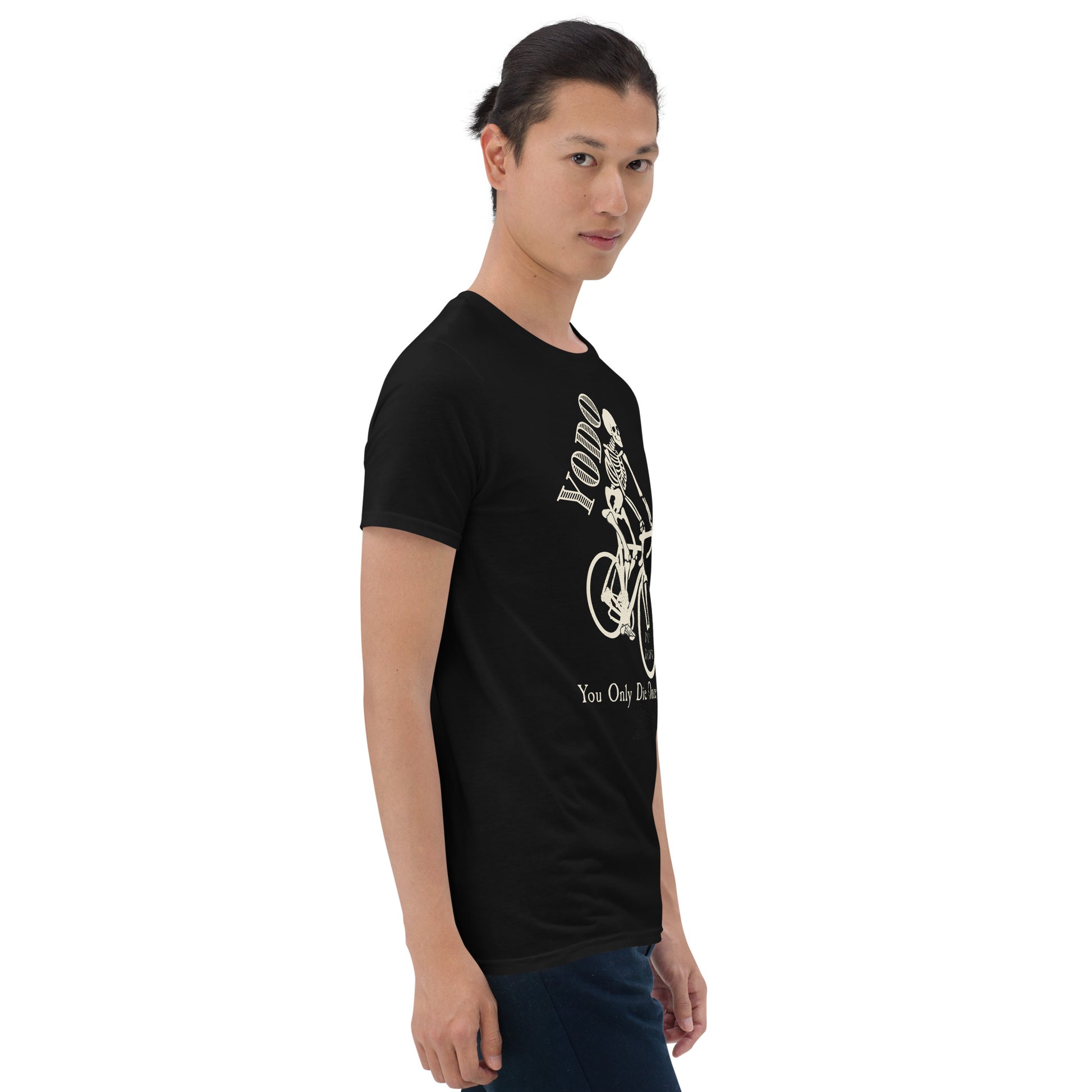 black "YODO" You Only Die Once Short-Sleeve Men's T-shirt from Daily Dreadful