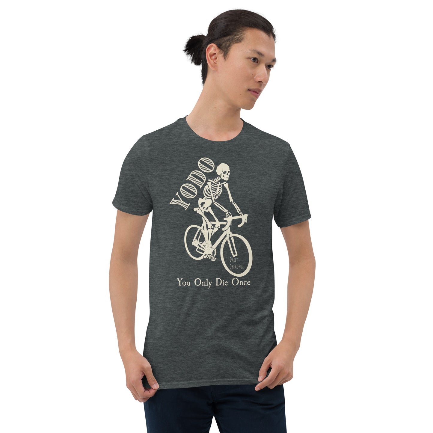 dark heather "YODO" You Only Die Once Short-Sleeve Men's T-shirt from Daily Dreadful