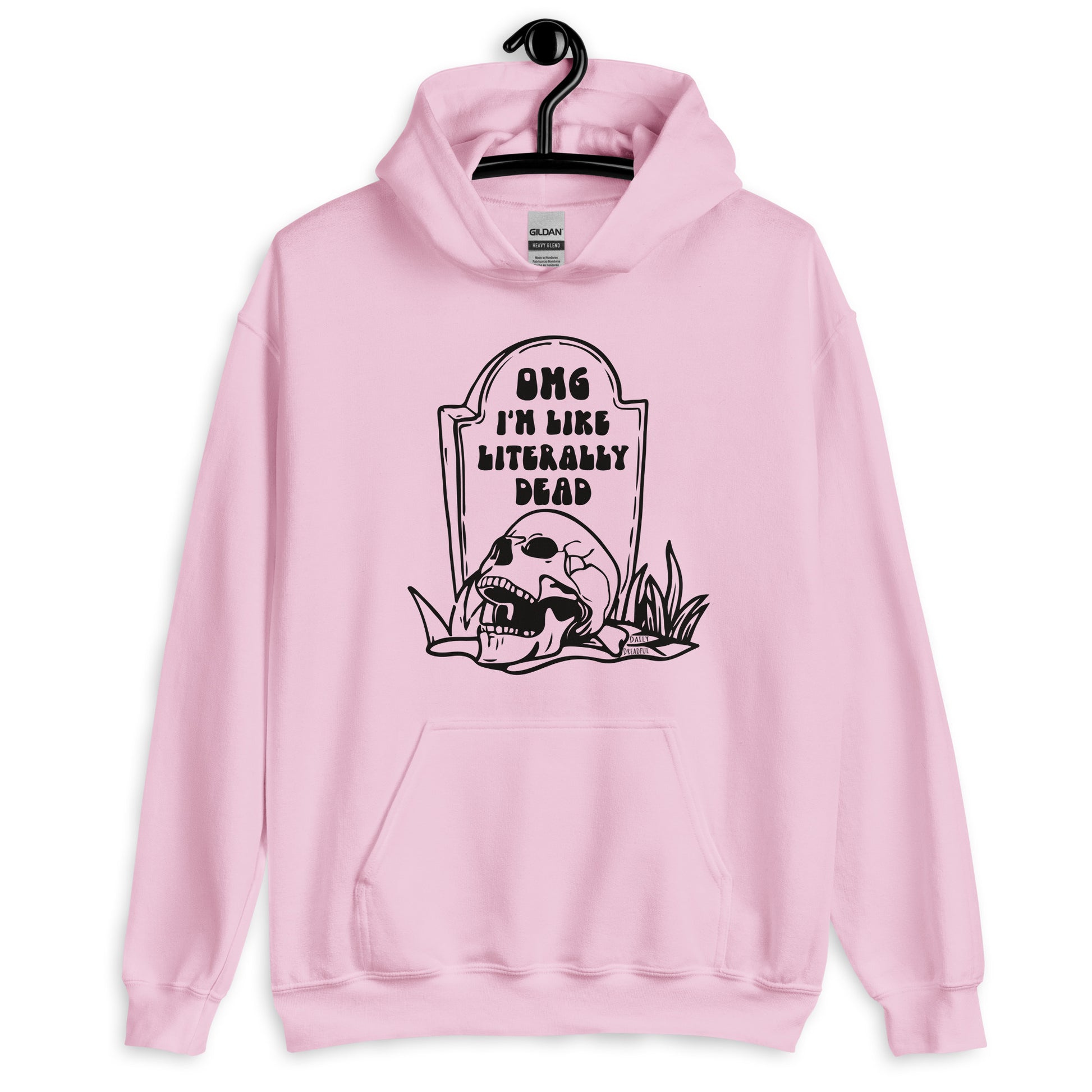 light pink "OMG Dead" Unisex Hoodie from Daily Dreadful