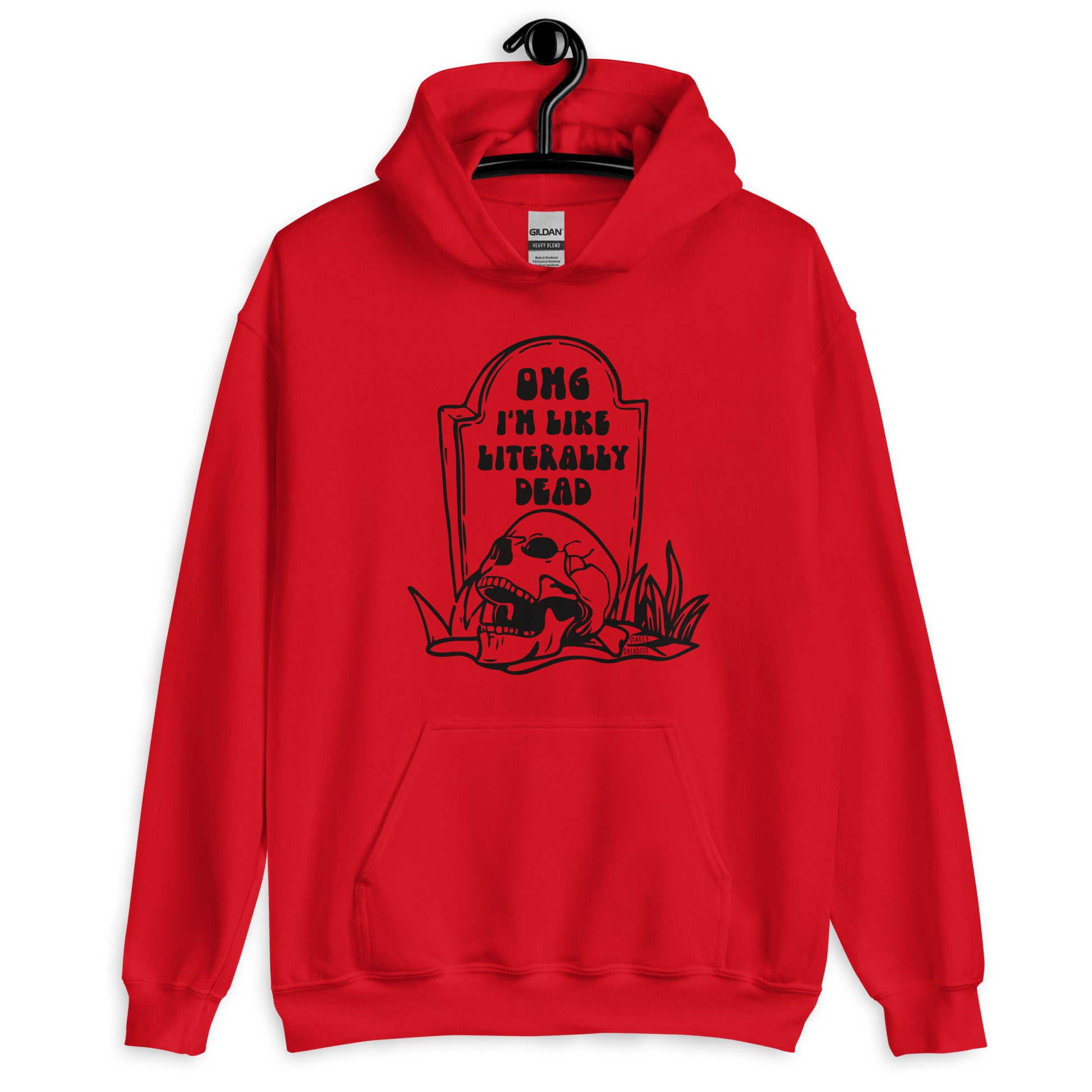 red "OMG Dead" Unisex Hoodie from Daily Dreadful