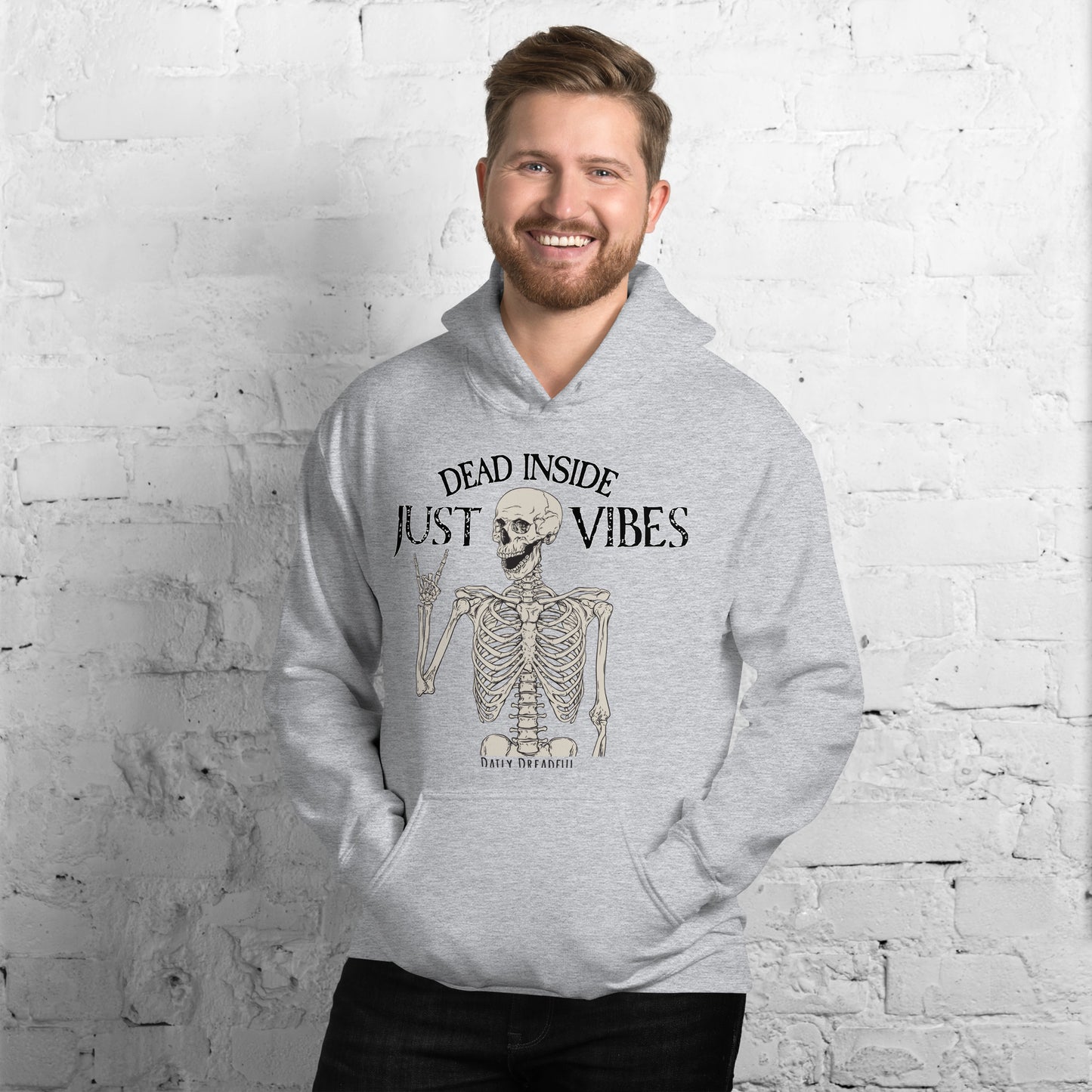 sport grey unisex hoodie just vibes skeleton