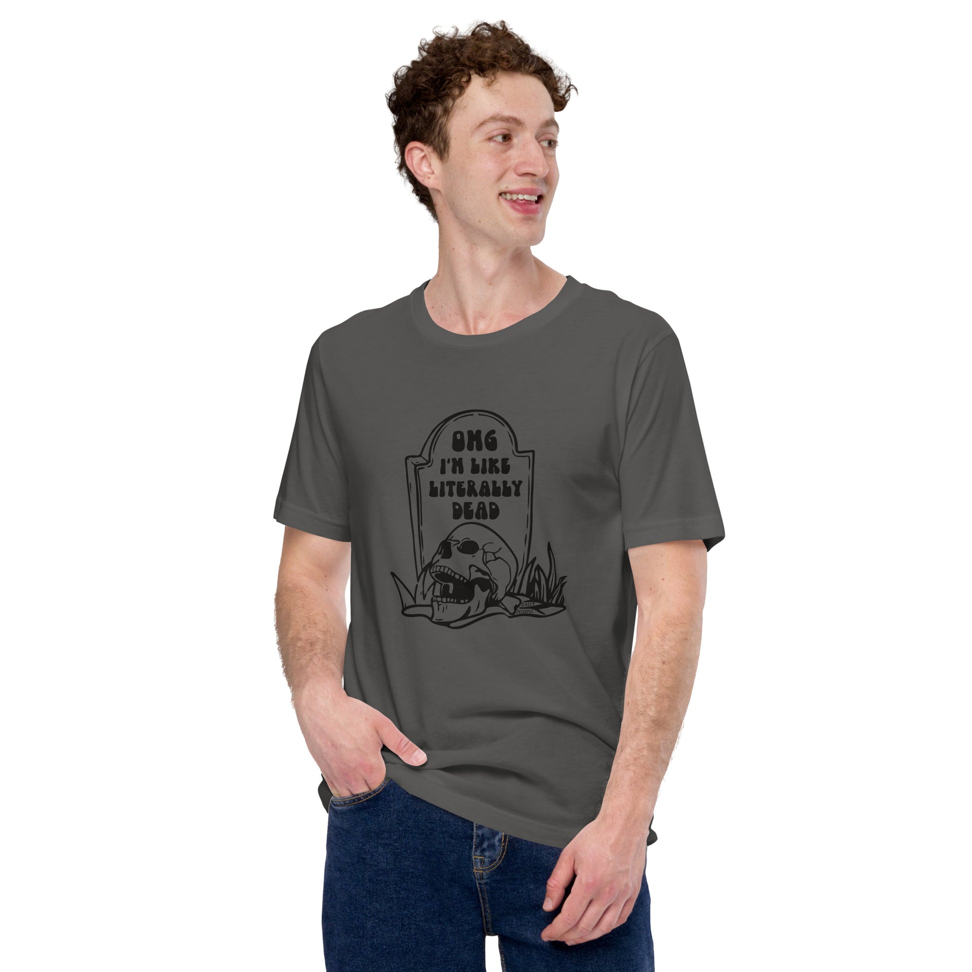 asphalt gray "OMG Dead" t-shirt, tee, tee shirt from Daily Dreadful