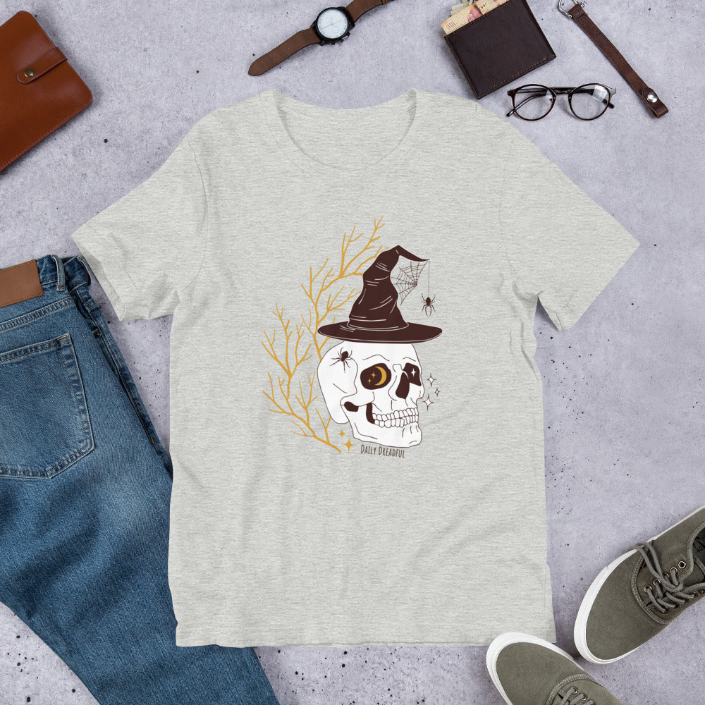 athletic heather "Spooky Skull" unisex t-shirt, unisex tee, unisex tee shirt from Daily Dreadful