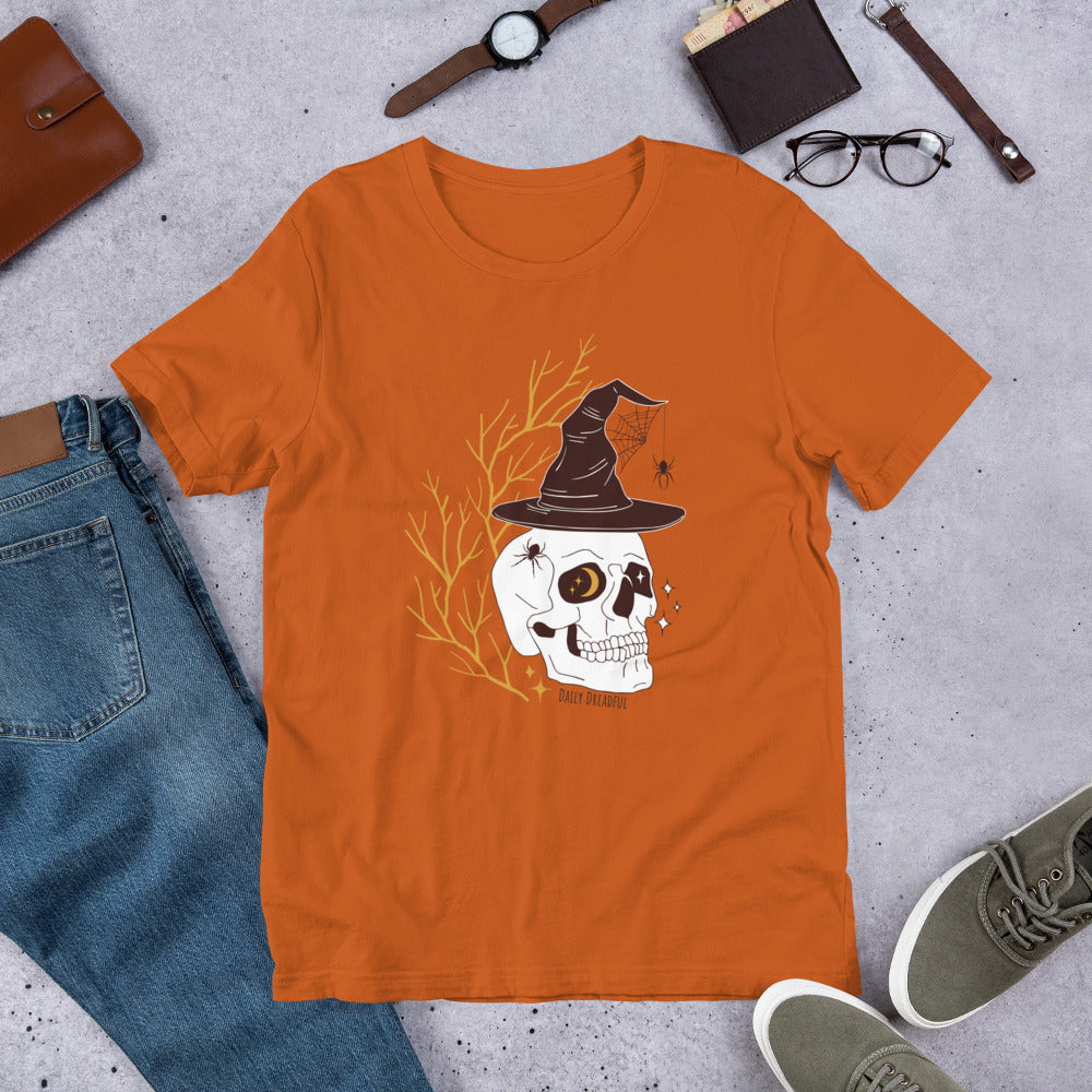 autumn "Spooky Skull" unisex t-shirt, unisex tee, unisex tee shirt from Daily Dreadful