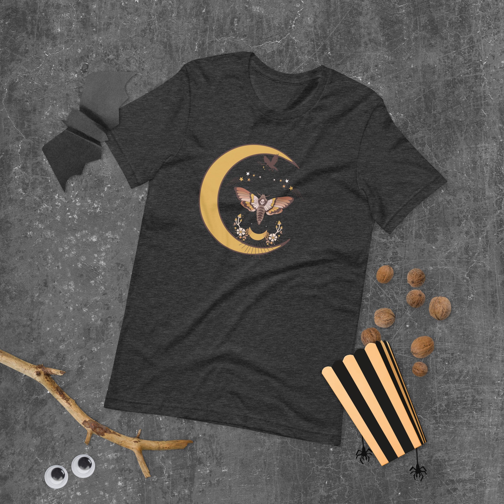 "Moon Moth" Unisex t-shirt, grey heather