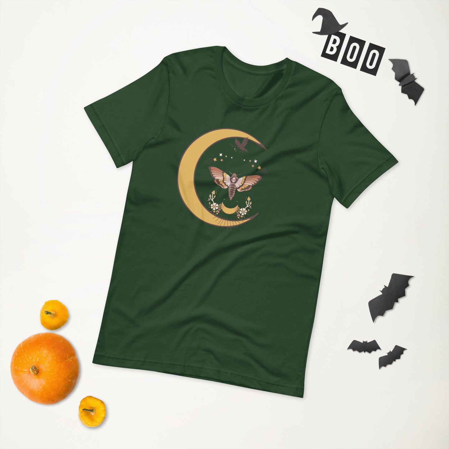 "Moon Moth" Unisex t-shirt, forest green