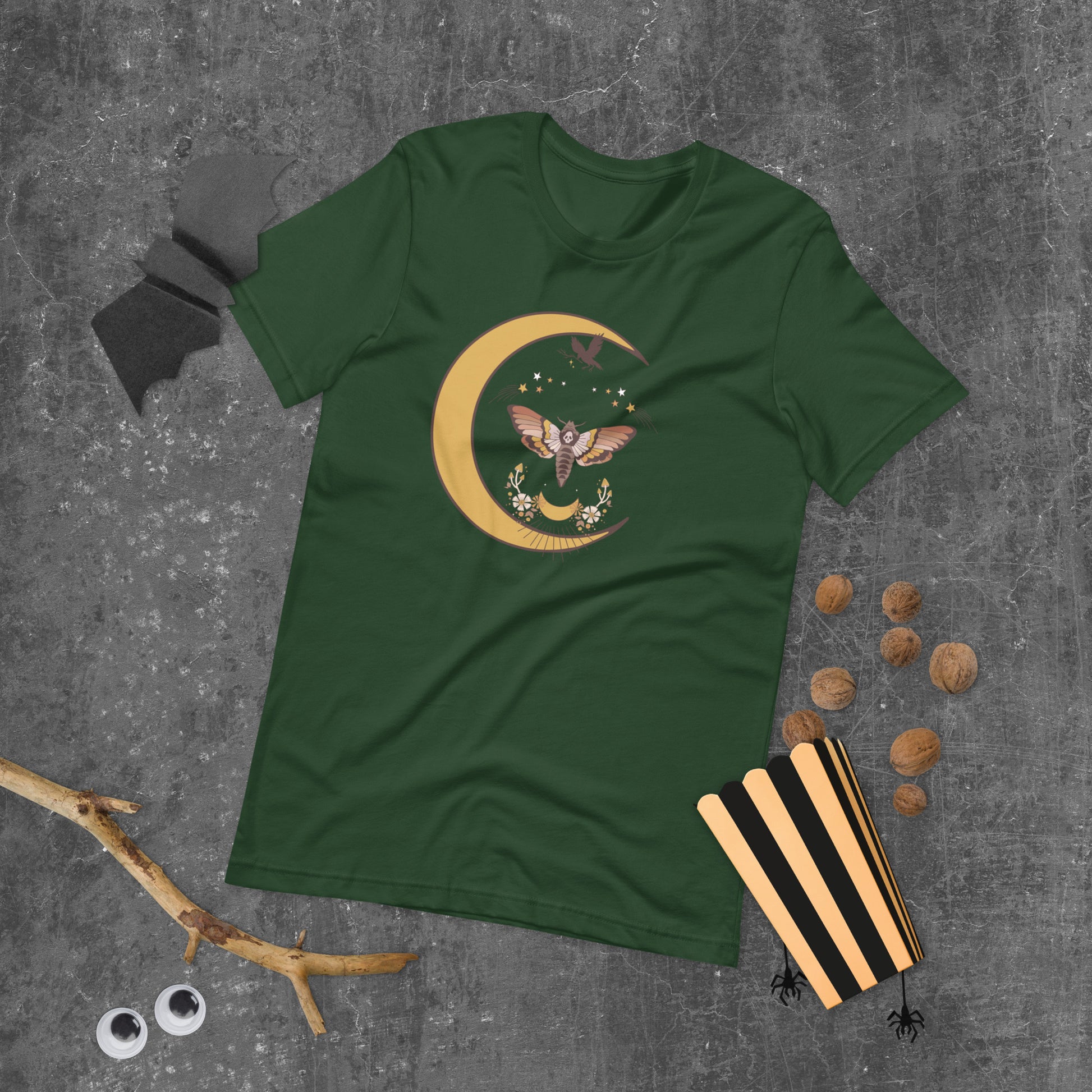 "Moon Moth" Unisex t-shirt, forest green