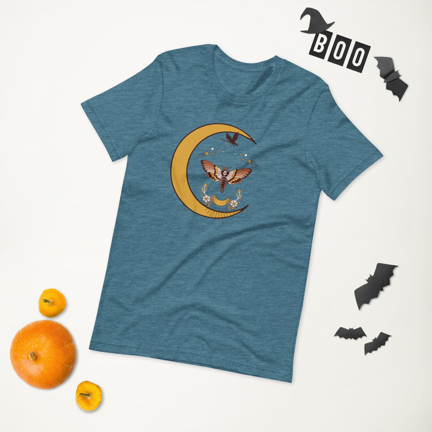 "Moon Moth" Unisex t-shirt, deep teal