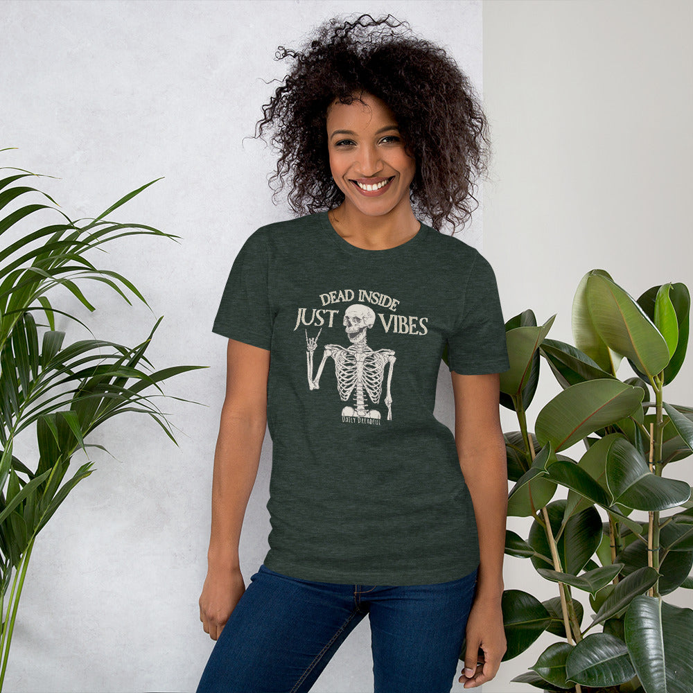 heather forest unisex t shirt just vibes skeleton