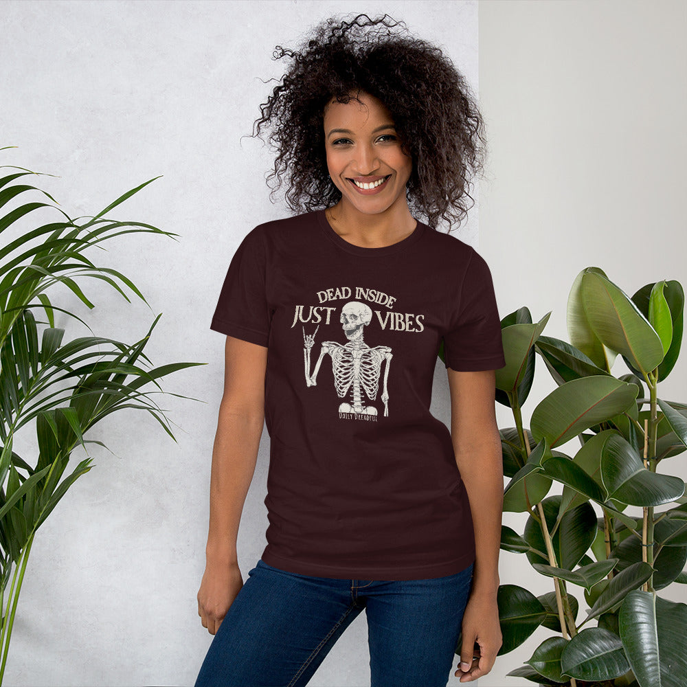 oxblood unisex t shirt just vibes skeleton