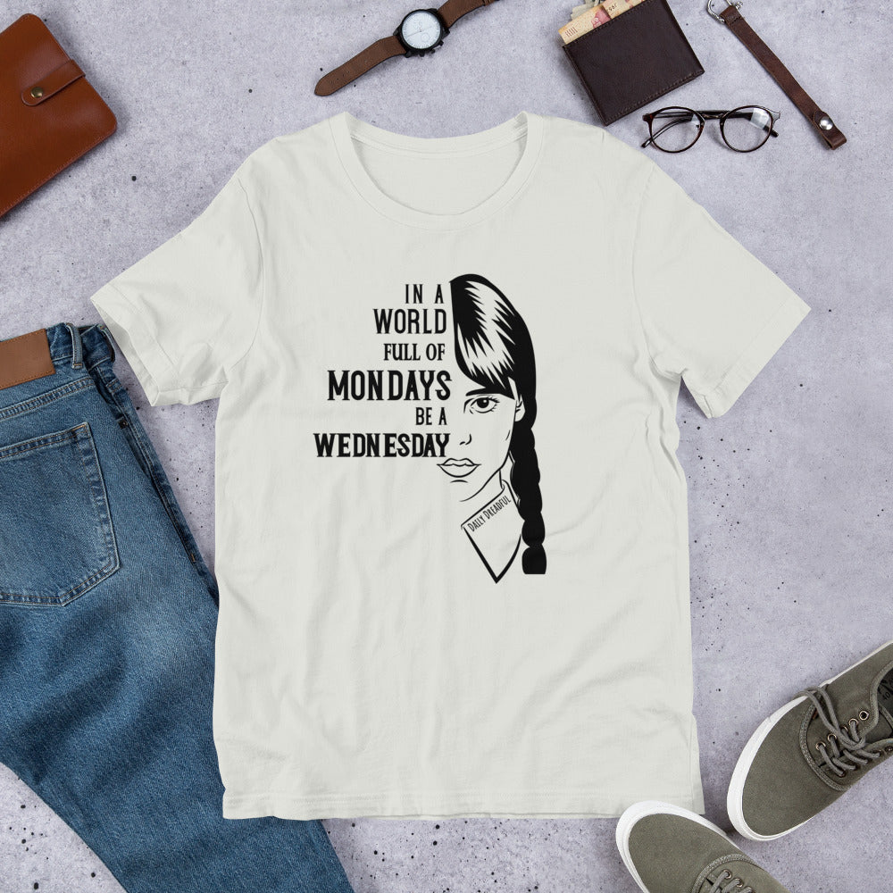 silver "Wednesday Addams Monday" t-shirt from Daily Dreadful