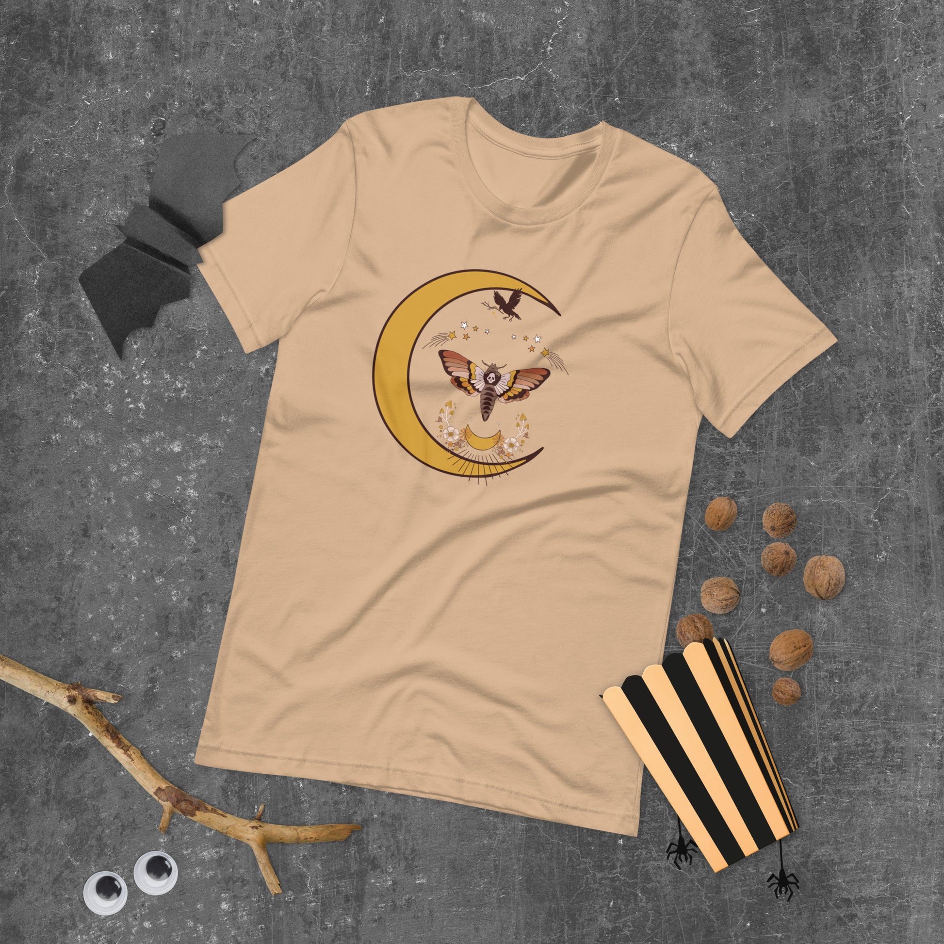 "Moon Moth" Unisex t-shirt, tan color