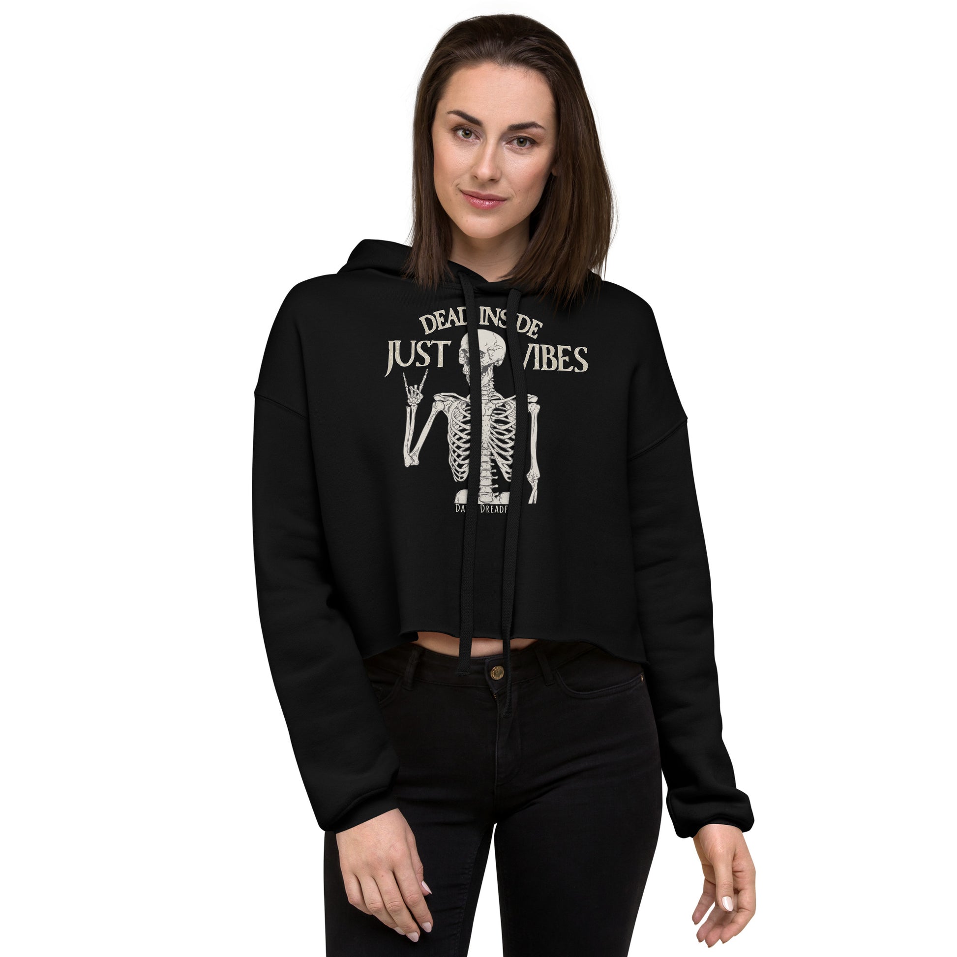 black cropped hoodie just vibes skeleton
