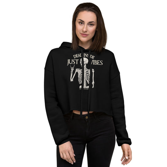 black cropped hoodie just vibes skeleton