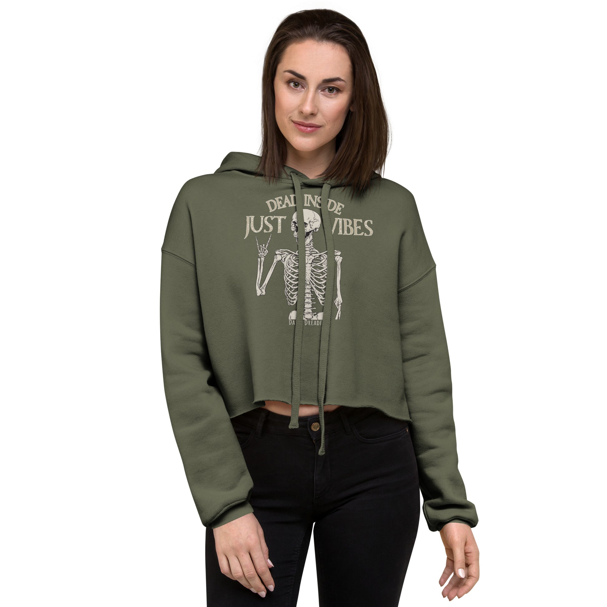green cropped hoodie just vibes skeleton