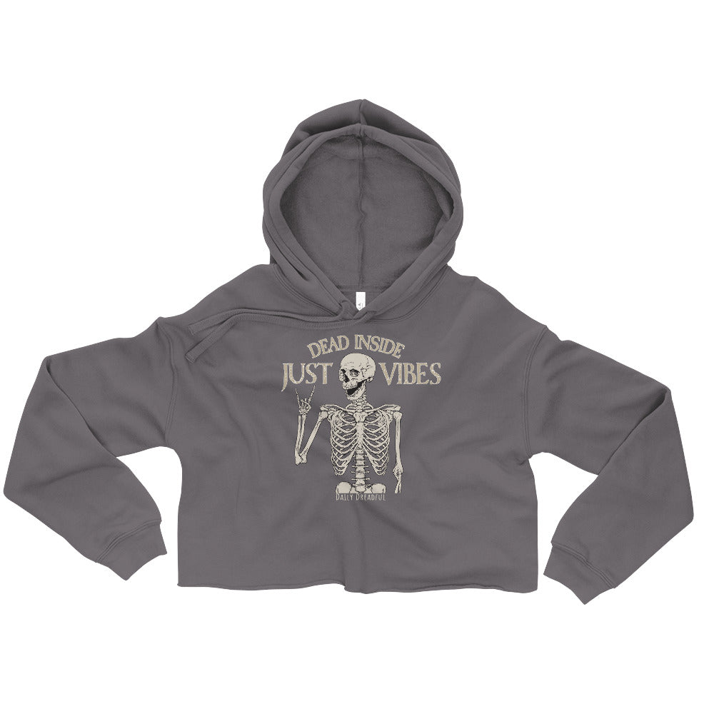 grey cropped hoodie just vibes skeleton