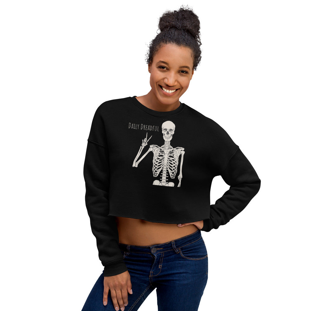 black "Peace Out Skelly" Crop Sweatshirt from Daily Dreadful