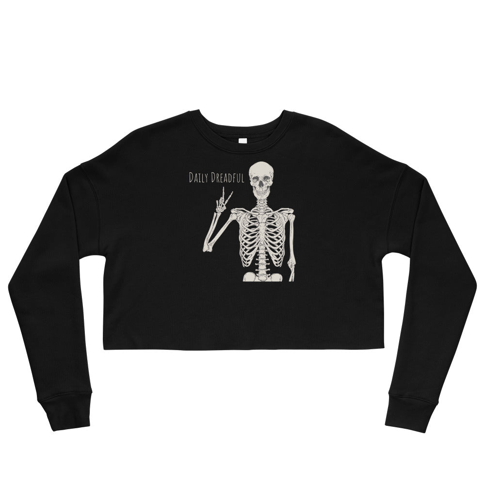 black "Peace Out Skelly" Crop Sweatshirt from Daily Dreadful
