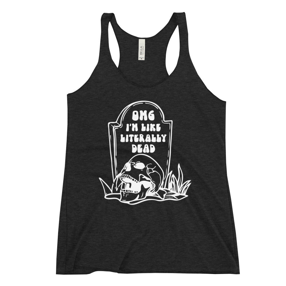 charcoal black "OMG Dead" Women's Racerback Tank