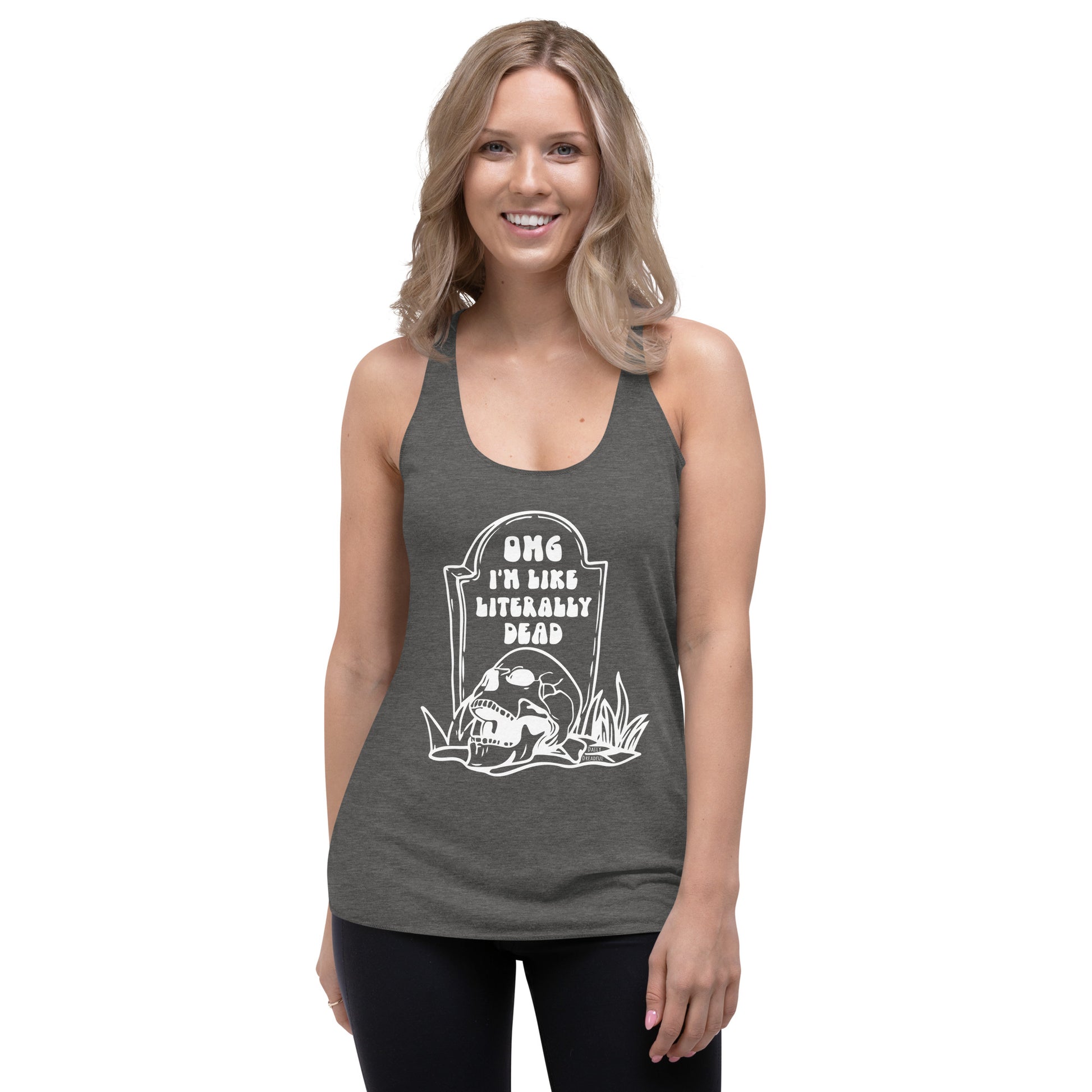 grey "OMG Dead" Women's Racerback Tank