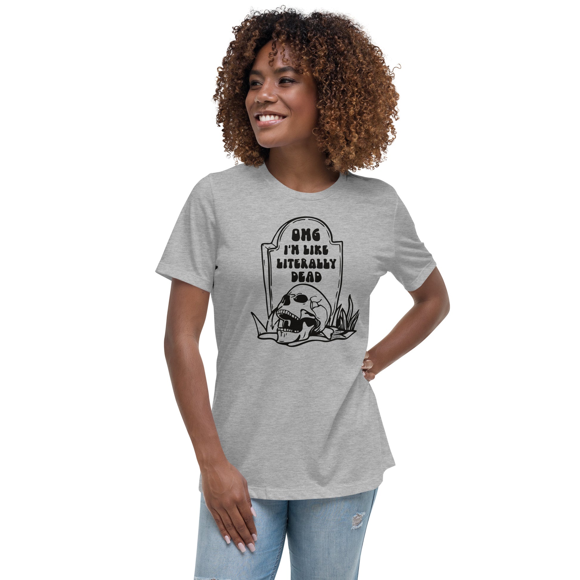 athletic heather "OMG Dead" women's relaxed t-shirt, women's tee from daily dreadful